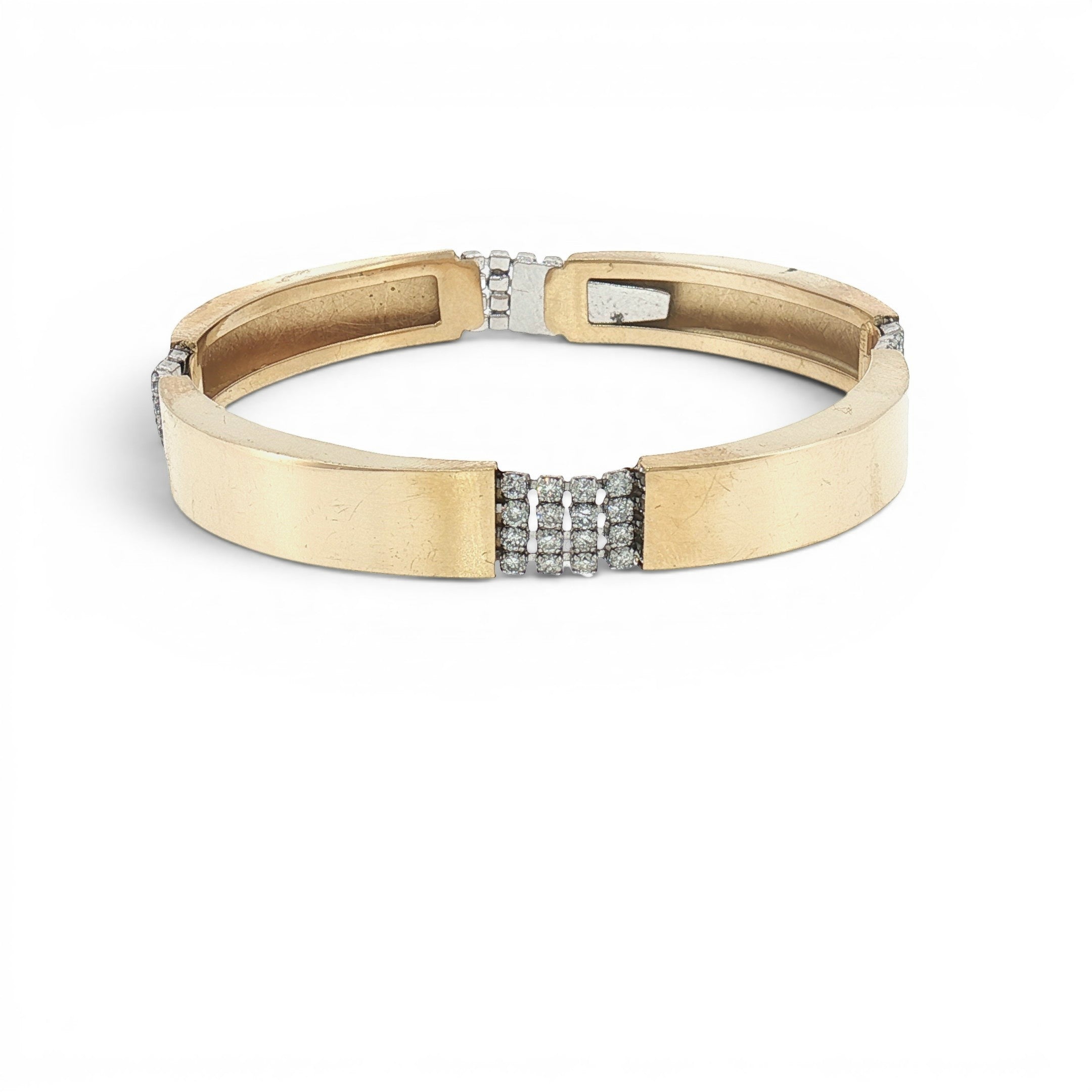 Diamond Link Gold Bangle Bracelet-Bijoux Village Fine Jewellers