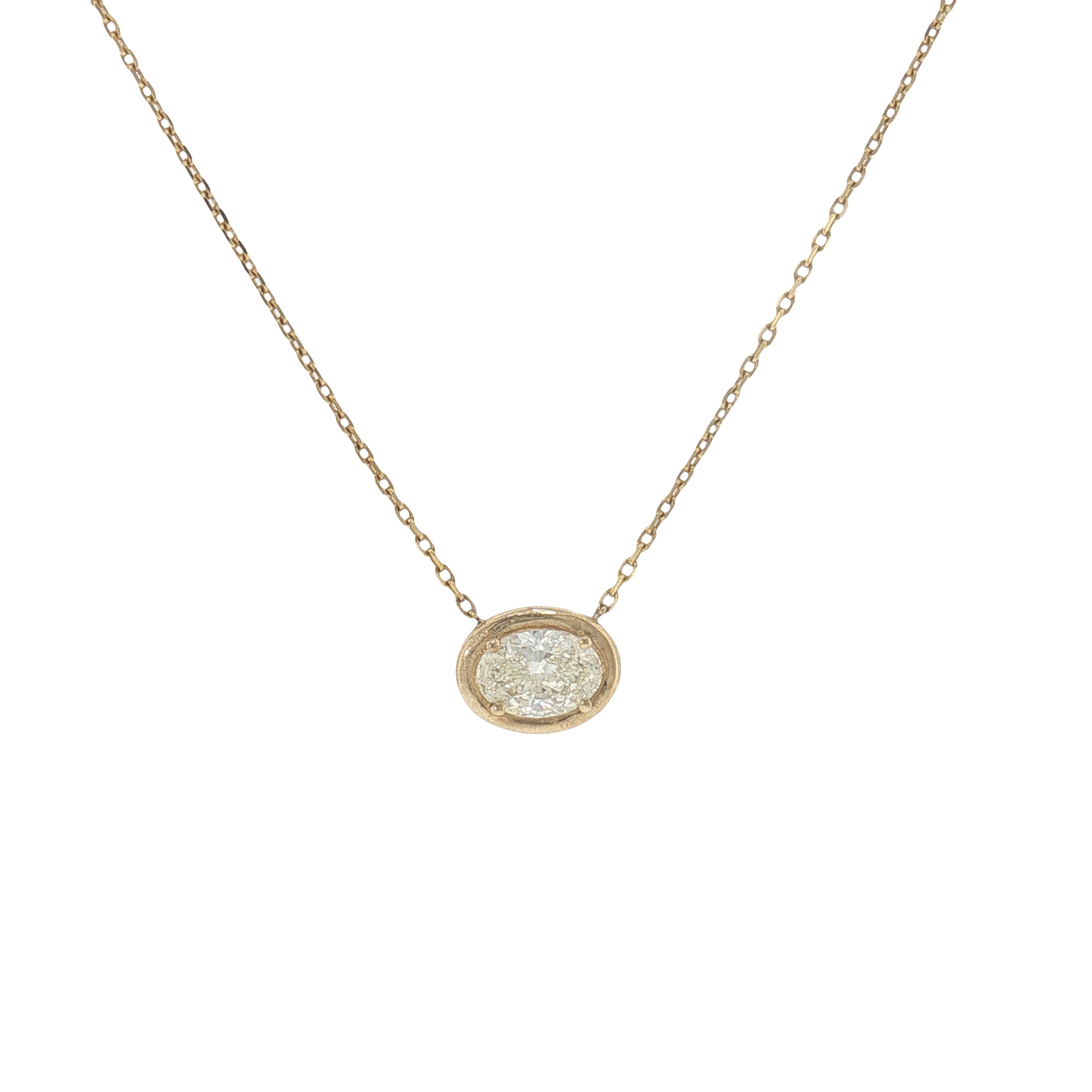 1.51 CT Natural Oval Diamond Bezel Necklace-Bijoux Village Fine Jewellers