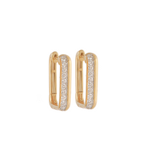 Load image into Gallery viewer, 18 Karat Yellow Gold Rectangular Huggie Earrings with .51 CTs Natural Diamonds-Earring-Bijoux Village Fine Jewellers
