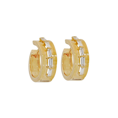 18 Karat Yellow Gold Huggie Earrings with .57 CTs Natural Diamonds-Earring-Bijoux Village Fine Jewellers