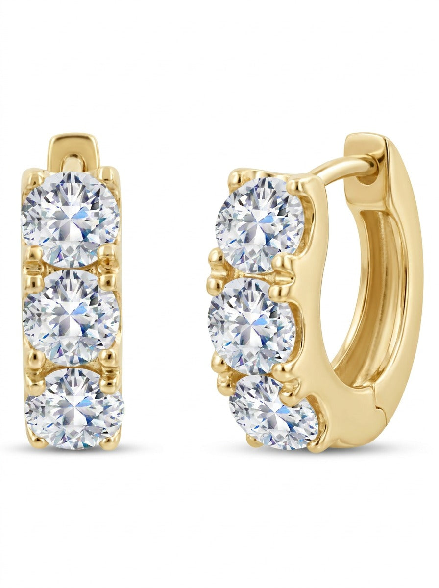 1.50 CT TW Natural Diamond Huggie Earrings in 18K Yellow Gold-Bijoux Village Fine Jewellers
