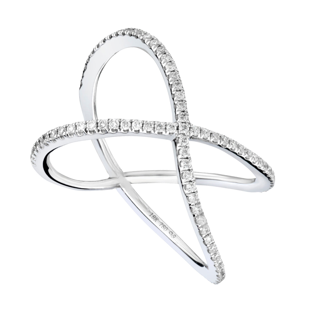 White Gold Diamond Crossover Ring-Bijoux Village Fine Jewellers