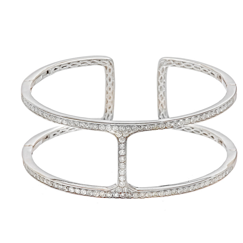 White Gold Diamond Cuff Bracelet-Bijoux Village Fine Jewellers