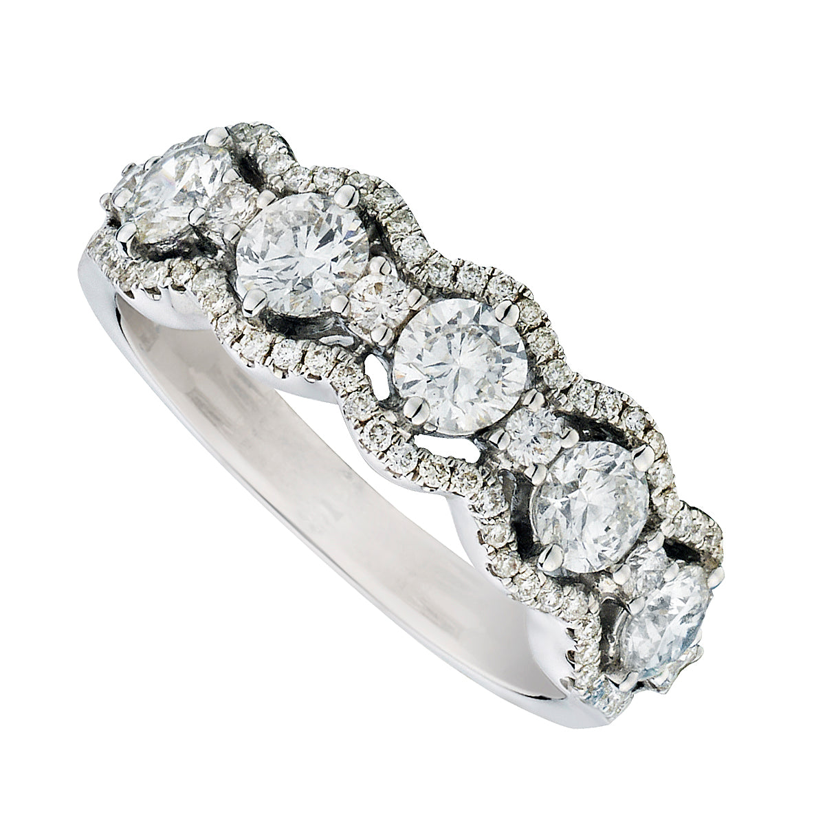 White Gold Diamond Wave Halo Band-Diamond-Bijoux Village Fine Jewellers