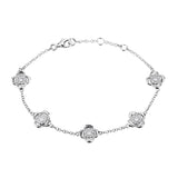 White Gold Floral Diamond Station Bracelet-Bijoux Village Fine Jewellers