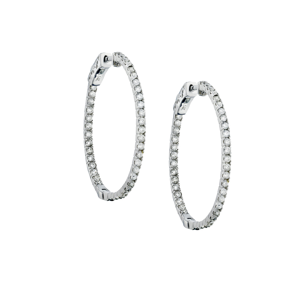 White Gold Inside-Outside Diamond Hoop Earrings-Bijoux Village Fine Jewellers