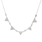 White Gold Pave Triangle & Bezel Set Diamond Necklace-White Gold-Bijoux Village Fine Jewellers