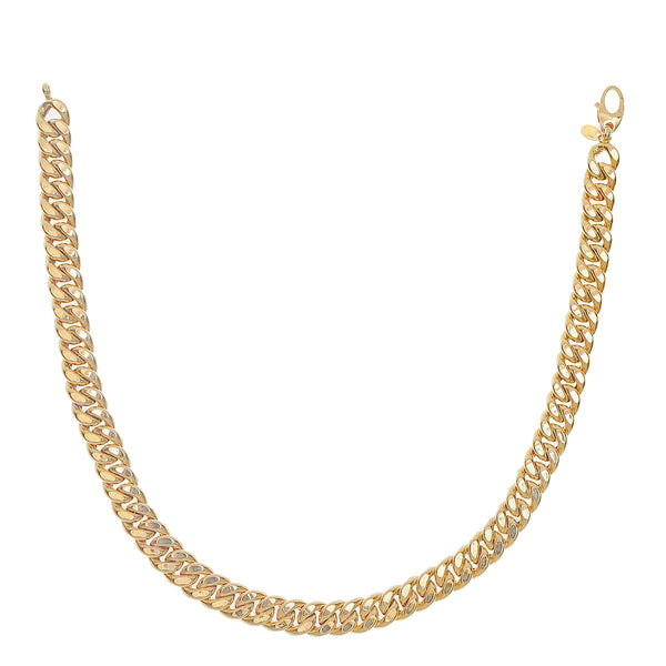 Wide Hollow Curb Gold Necklace-Bijoux Village Fine Jewellers
