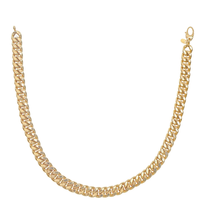 Wide Hollow Curb Gold Necklace-Bijoux Village Fine Jewellers