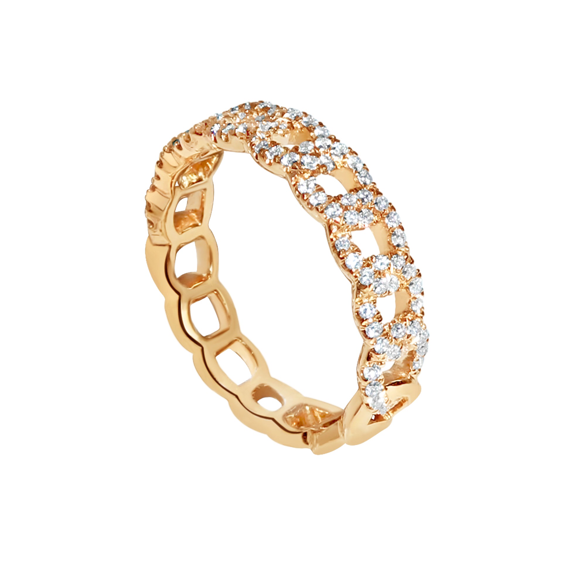 Yellow Gold Diamond Chain-Link Ring-Bijoux Village Fine Jewellers
