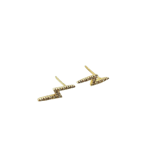 Yellow Gold Lightning Bolt Diamond Studs-Bijoux Village Fine Jewellers
