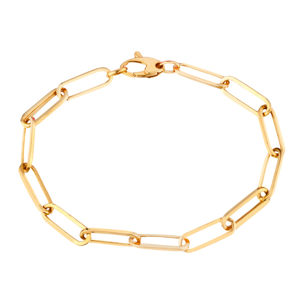 Yellow Gold Paperclip Link Bracelet-Bijoux Village Fine Jewellers