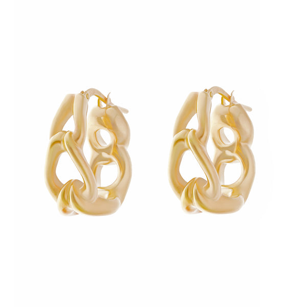 Yellow Gold Sculptural Hoop Earrings-14 Karat-Bijoux Village Fine Jewellers