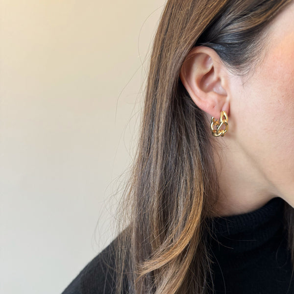 Yellow Gold Sculptural Hoop Earrings-14 Karat-Bijoux Village Fine Jewellers