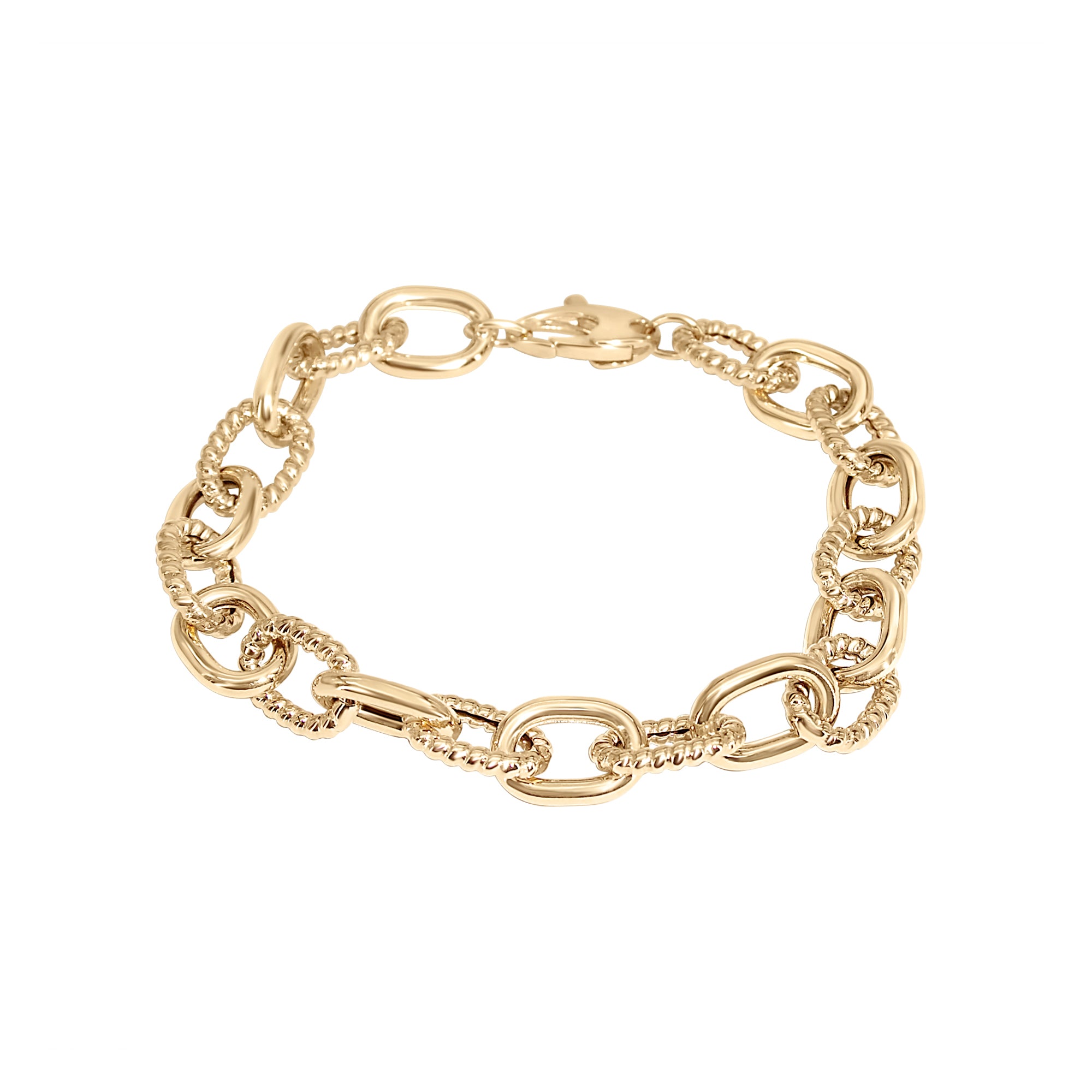 Yellow Gold Textured Link Bracelet-Bijoux Village Fine Jewellers