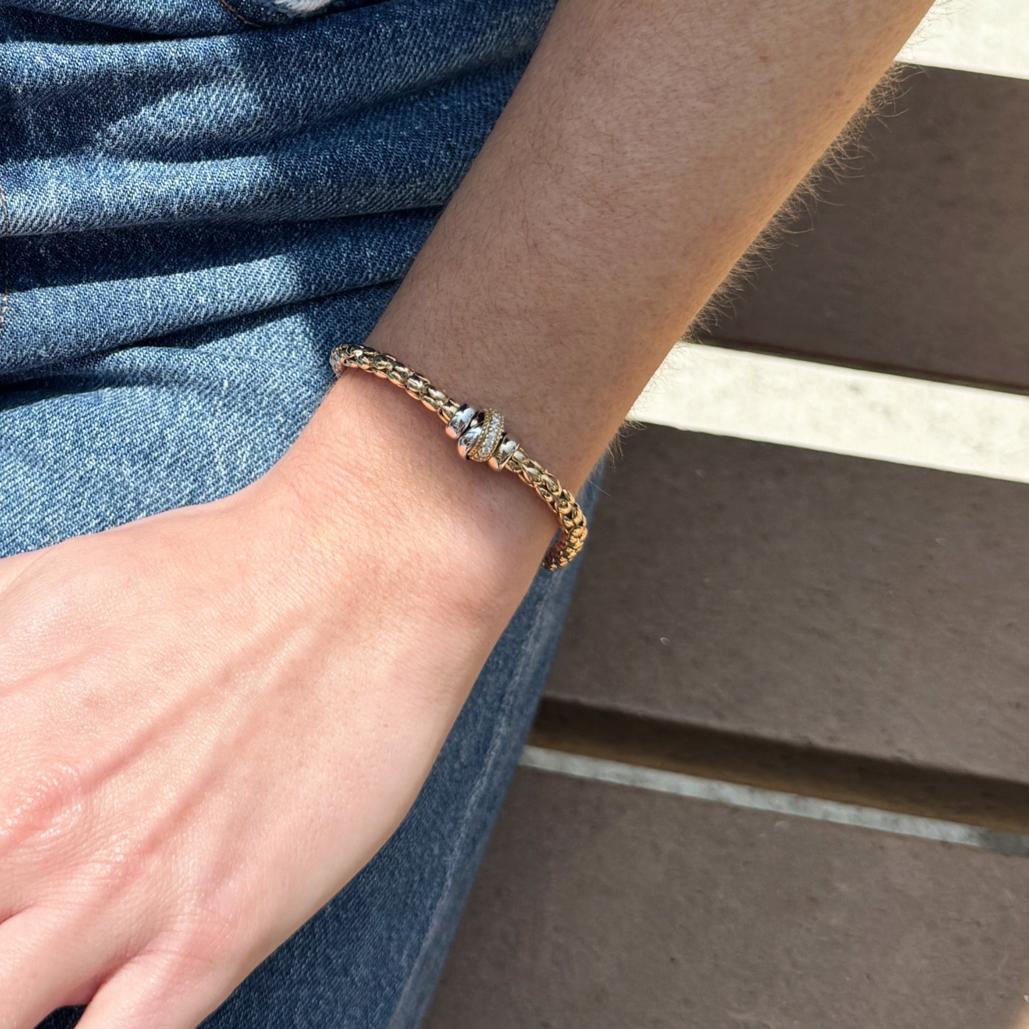 Yellow & White Gold Knot Bracelet-Bijoux Village Fine Jewellers