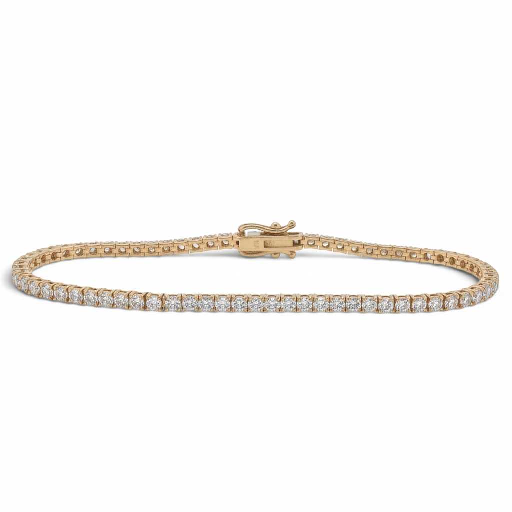 14K Yellow Gold Natural Diamond Tennis Bracelet – 3.24 CTW-Diamond Bracelets-Bijoux Village Fine Jewellers