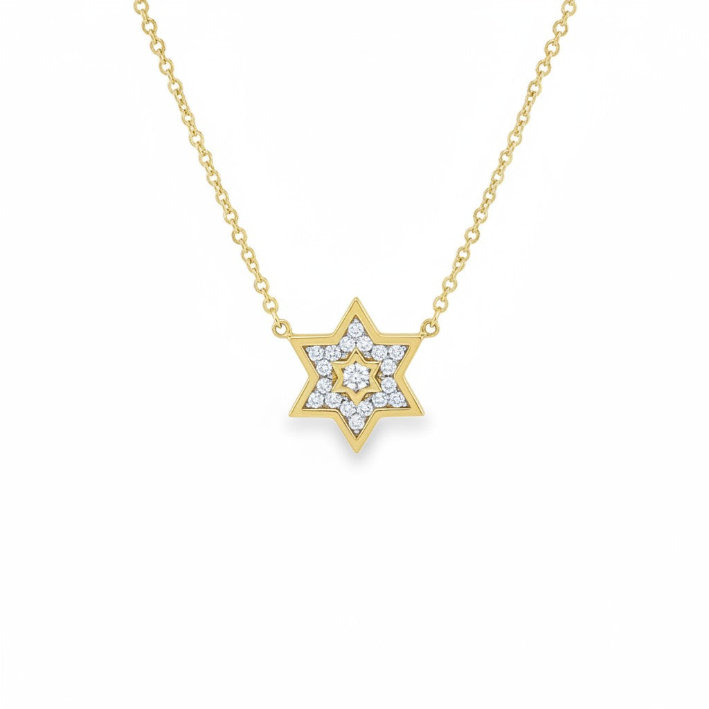 10K Yellow Gold Diamond Star of David Necklace – 0.10 CT-Bijoux Village Fine Jewellers