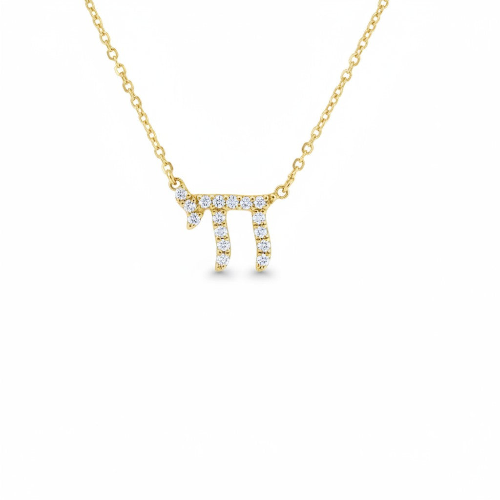 10K Yellow Gold Diamond "Chai" Necklace-Bijoux Village Fine Jewellers