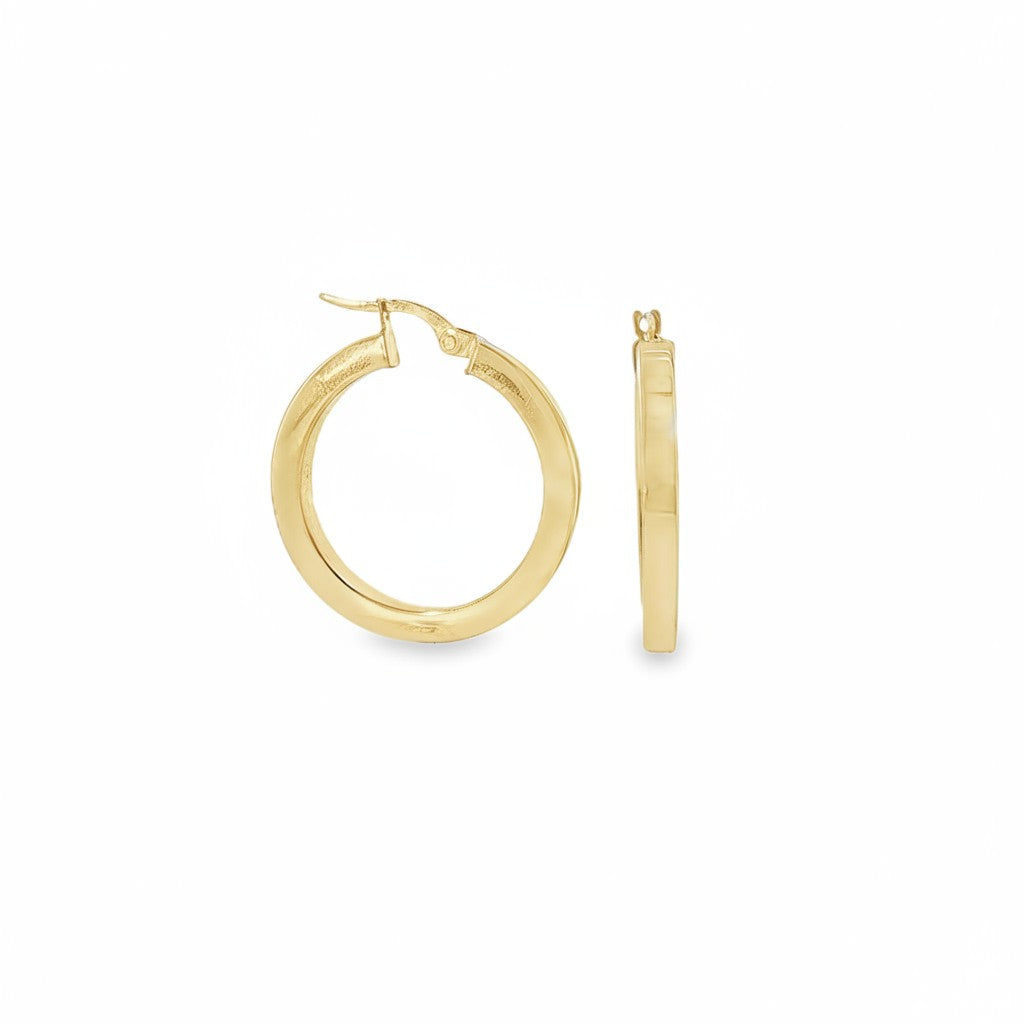 10K Yellow Gold 3mm Medium Hoop Earrings-Bijoux Village Fine Jewellers