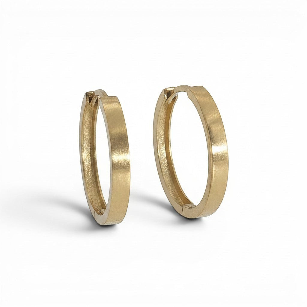 Flat Polished Huggie Hoops-Bijoux Village Fine Jewellers