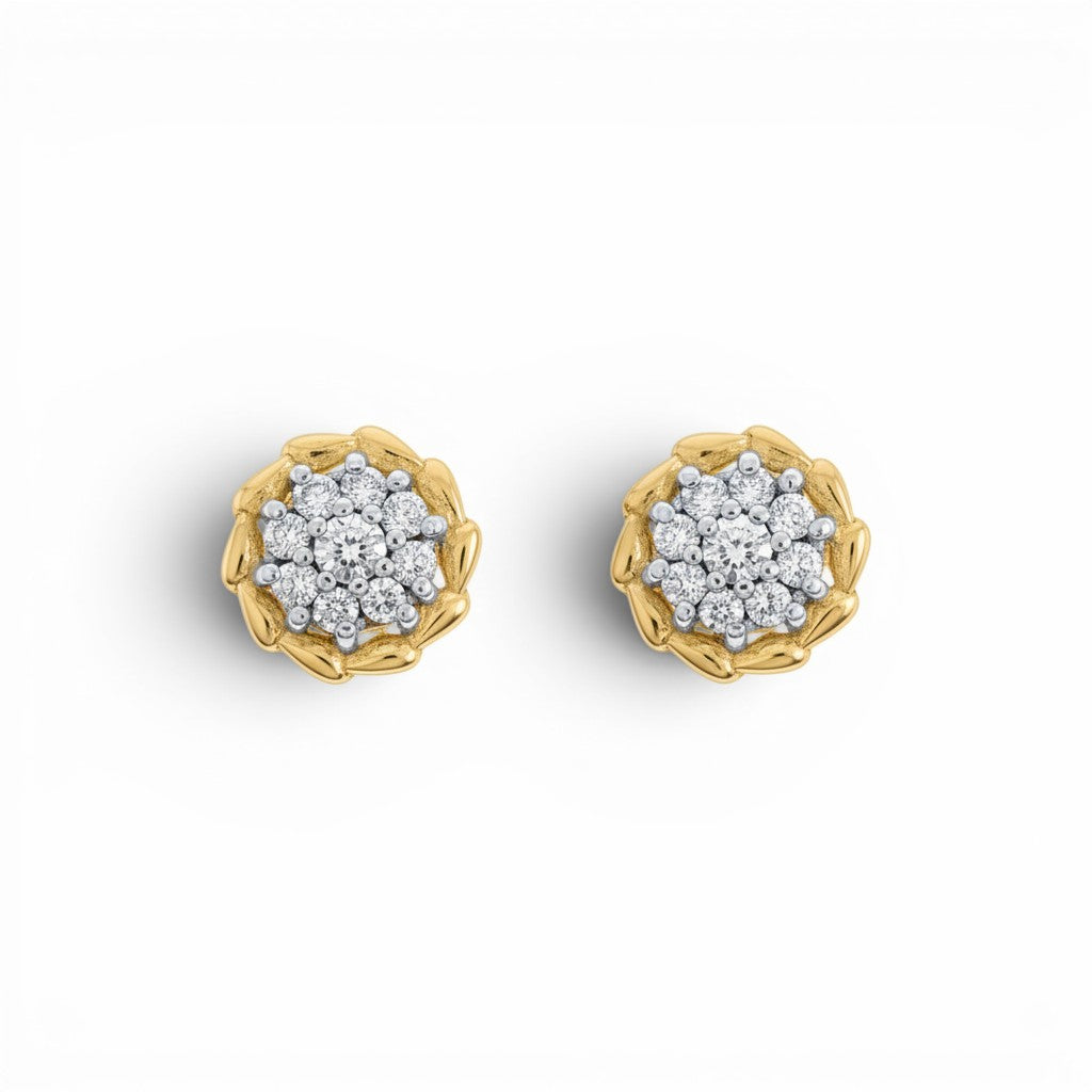 Diamond Cluster Stud Earrings-18 Karat-Bijoux Village Fine Jewellers