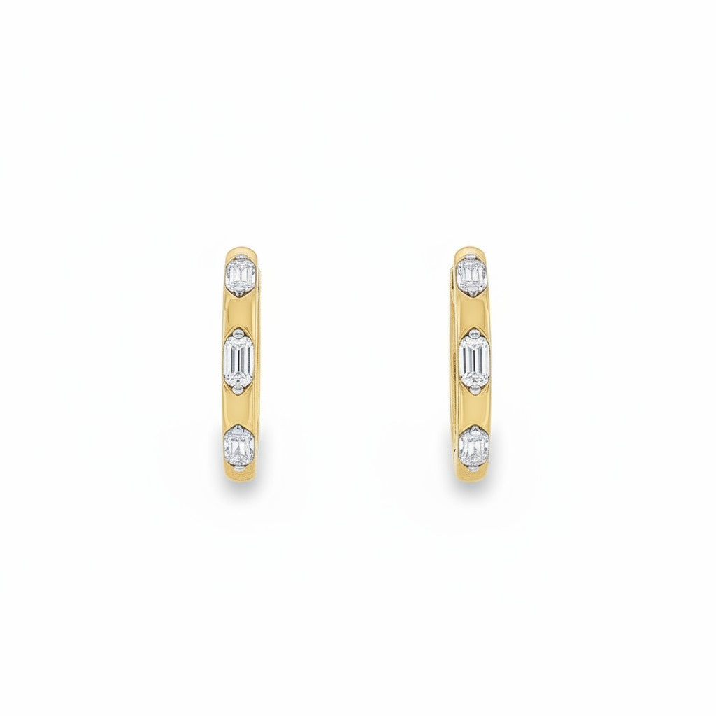Diamond Accent Huggie Hoop Earrings-Bijoux Village Fine Jewellers