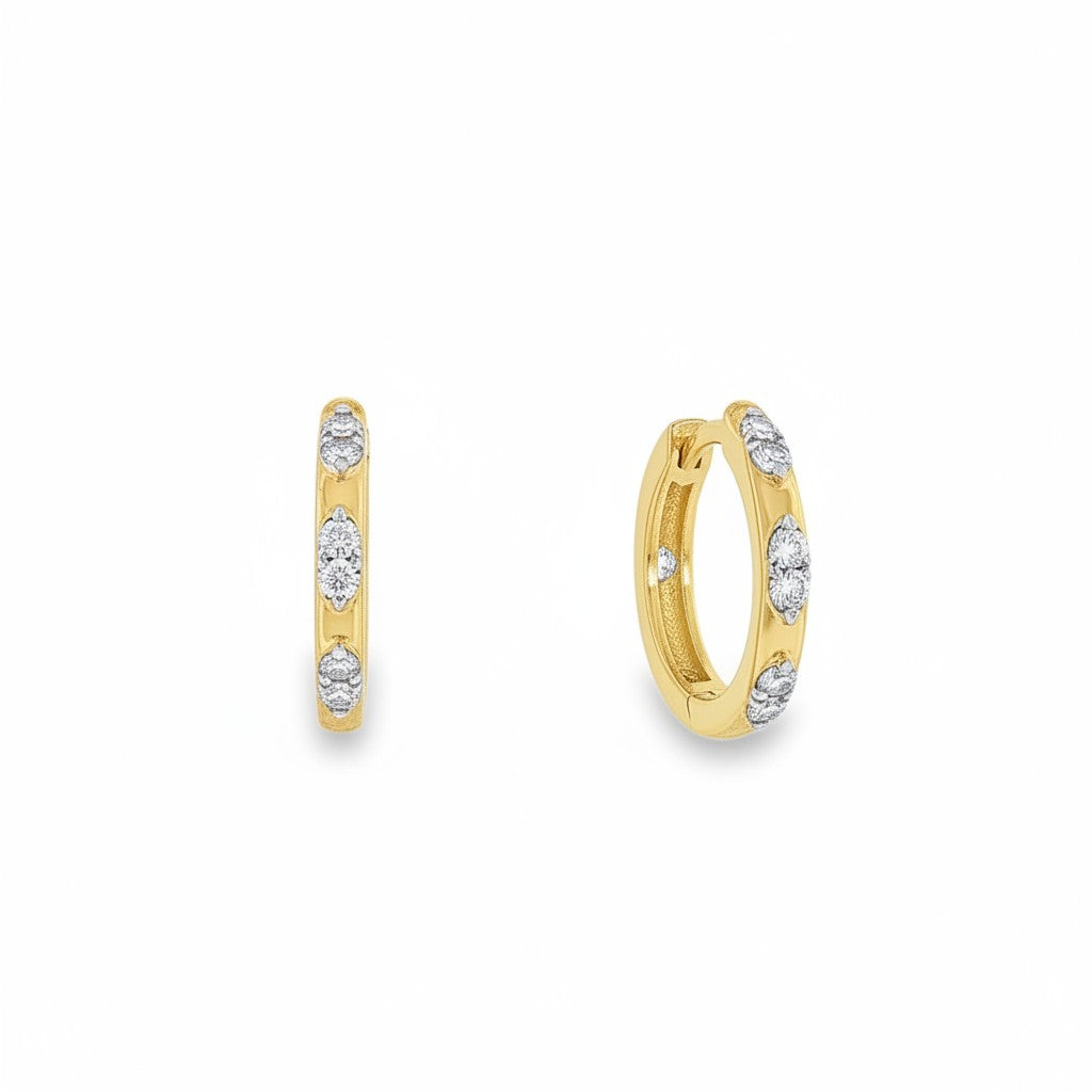 Diamond Accent Huggie Hoop Earrings-Bijoux Village Fine Jewellers