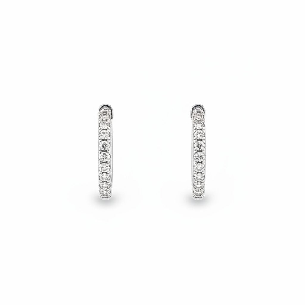 18K White Gold Diamond Mini Hoop Earrings – 0.19 CT-Bijoux Village Fine Jewellers