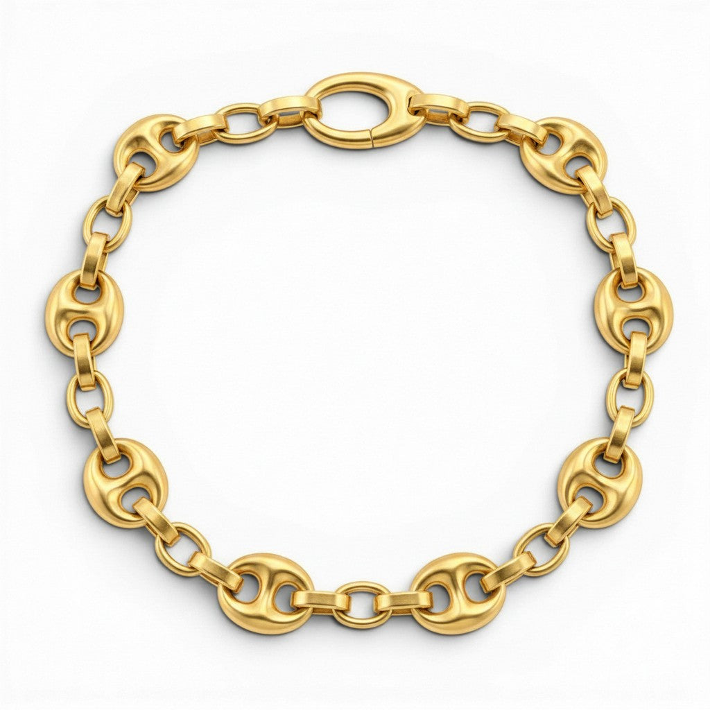 14K Yellow Gold Puffed Mariner Link Bracelet-14 Karat-Bijoux Village Fine Jewellers