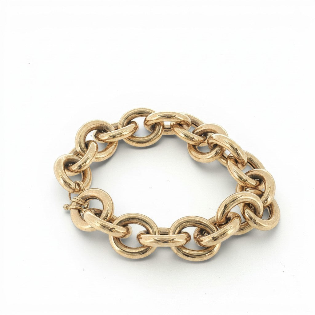 14K Yellow Gold Italian Oval Link Bracelet-Bijoux Village Fine Jewellers