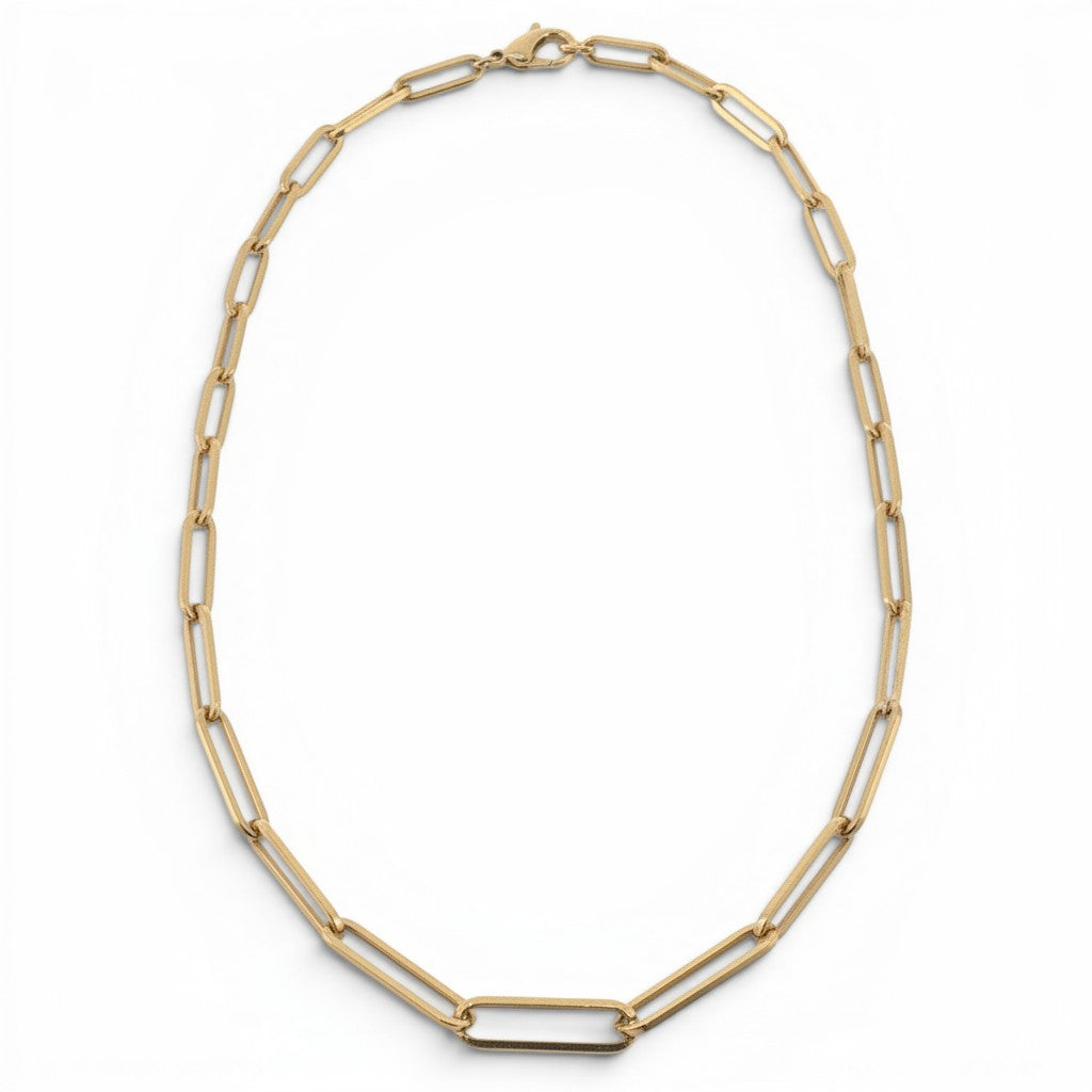 14K Yellow Gold Graduated Paperclip Link Necklace – 18 Inch-14 Karat-Bijoux Village Fine Jewellers