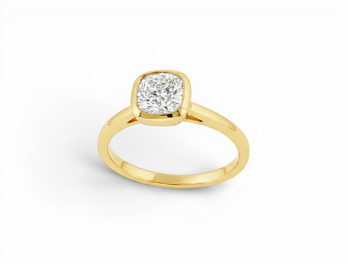 Bezel Set Natural Round Diamond Solitaire Ring-Bijoux Village Fine Jewellers