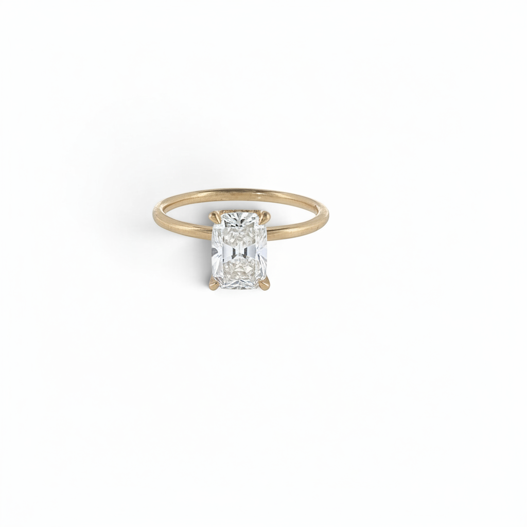 Bijoux Village Fine Jewellers 1.50 CT cushion-cut lab-grown diamond engagement ring in 18K yellow gold with claw setting
