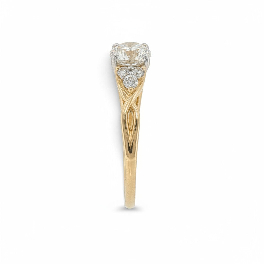 Custom Round Brilliant Diamond Cathedral Engagement Ring-Bijoux Village Fine Jewellers