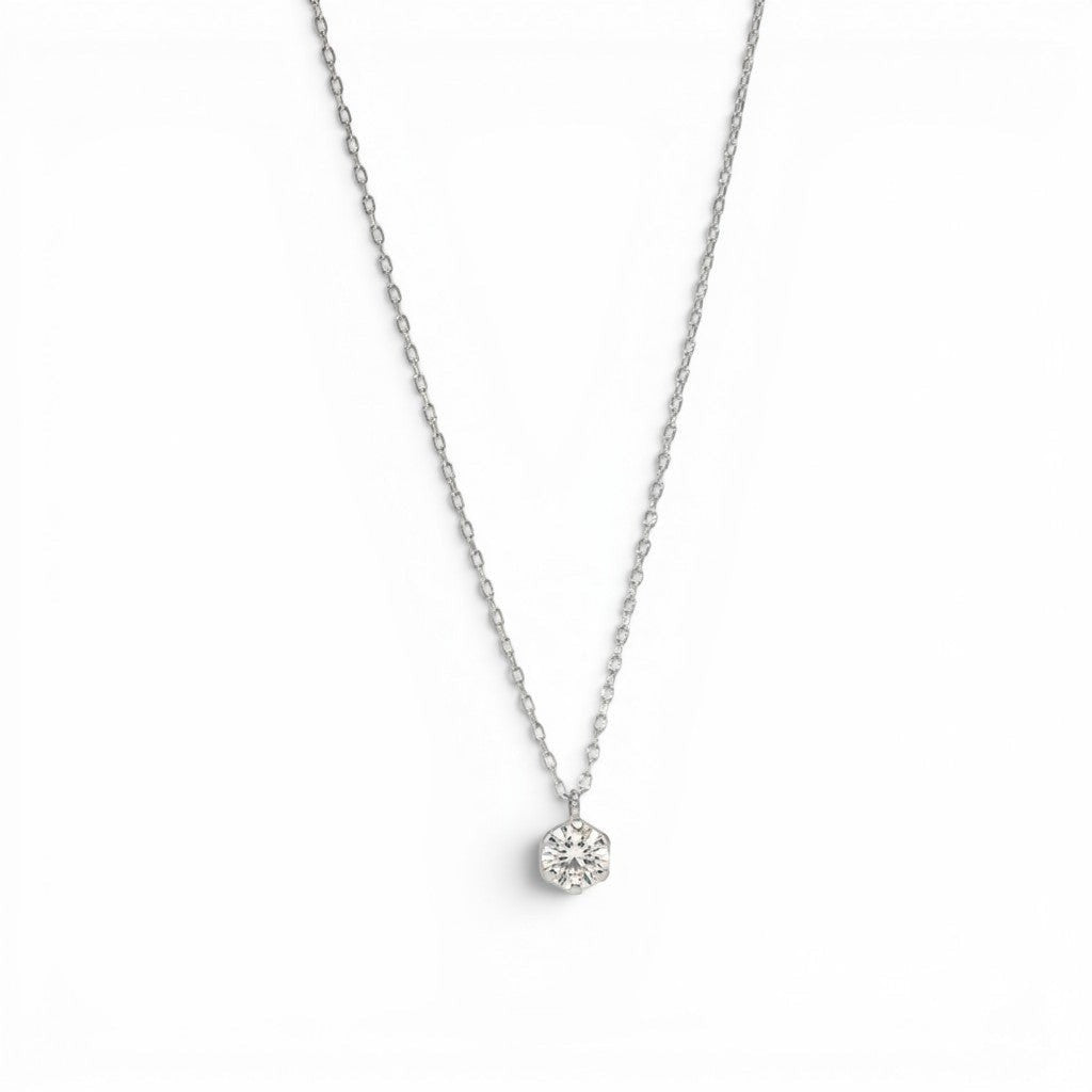 Solitaire Diamond Disc Pendant Necklace-Bijoux Village Fine Jewellers