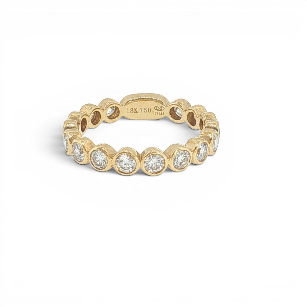 Bezel Set Diamond Eternity Ring in 18K Yellow Gold-Bijoux Village Fine Jewellers