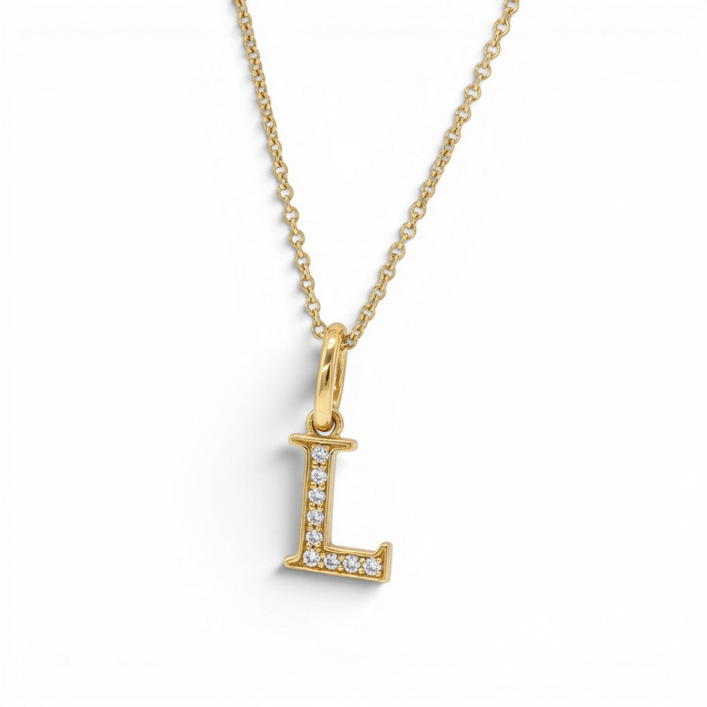 Diamond Letter “L” Monogram Pendant Necklace-Bijoux Village Fine Jewellers