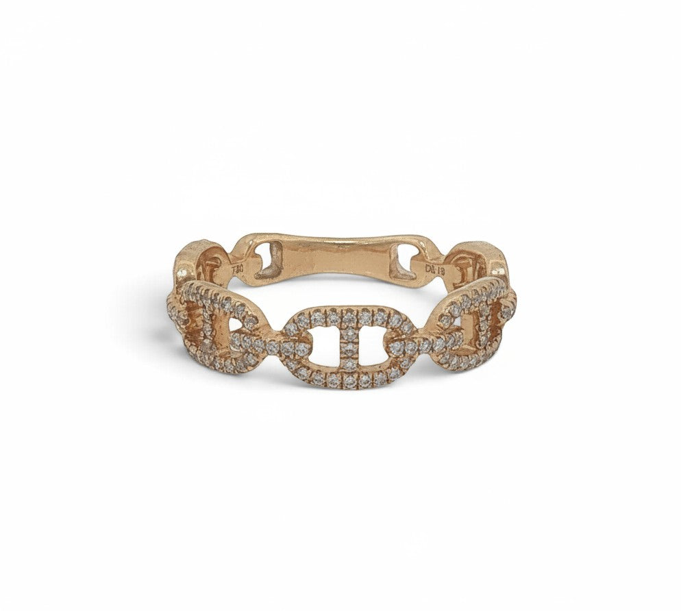 Natural Diamond Link Ring in 18K Yellow Gold-Bijoux Village Fine Jewellers