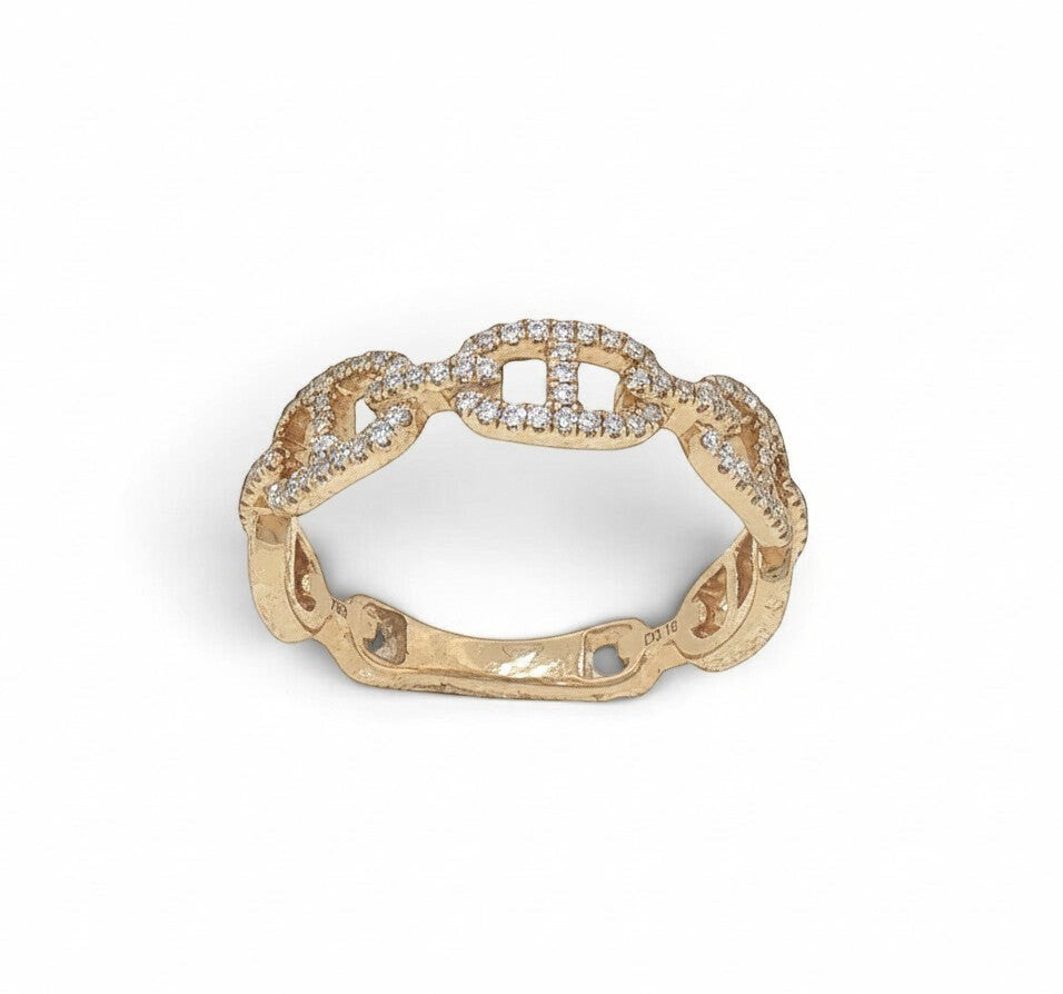 Natural Diamond Link Ring in 18K Yellow Gold-Bijoux Village Fine Jewellers