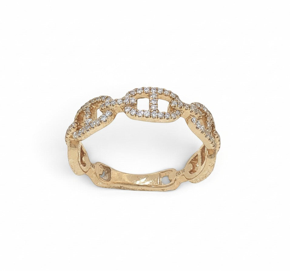 Natural Diamond Link Ring in 18K Yellow Gold-Bijoux Village Fine Jewellers