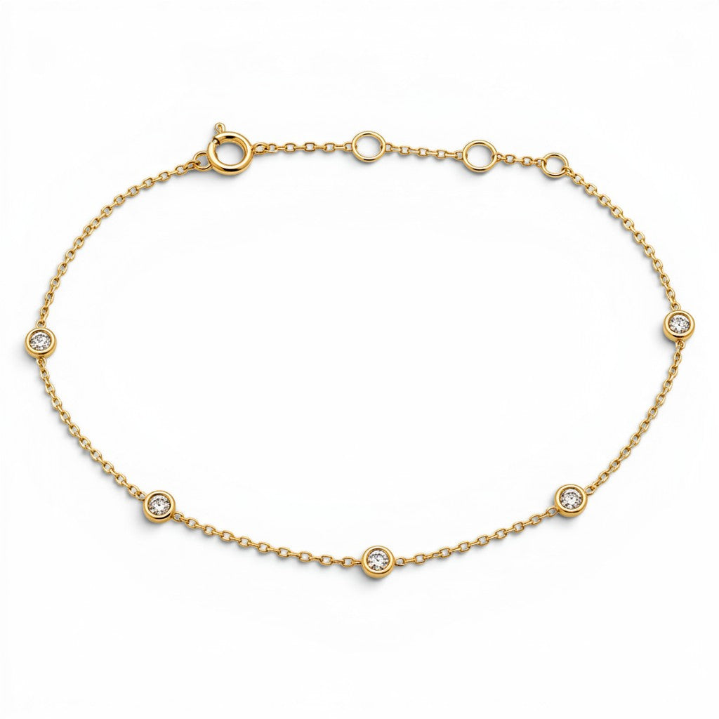 Diamond Station Bracelet in 14K Yellow Gold-14 Karat-Bijoux Village Fine Jewellers