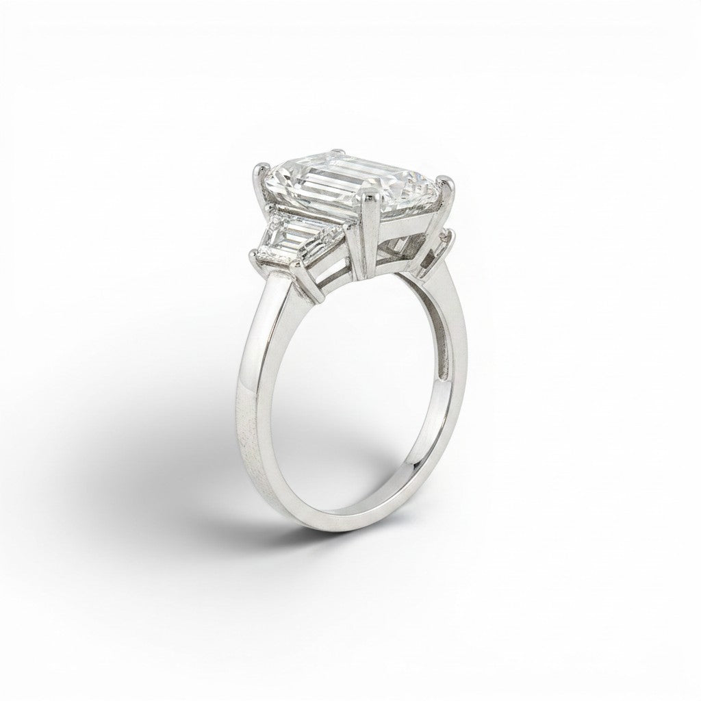 Emerald Cut Three-Stone Lab Diamond Ring-Bijoux Village Fine Jewellers