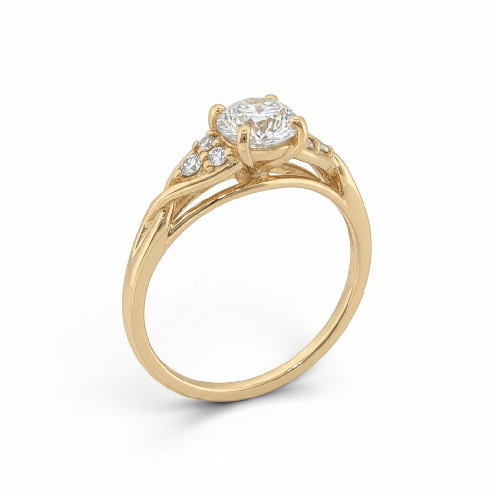 Custom Round Brilliant Diamond Cathedral Engagement Ring-Bijoux Village Fine Jewellers