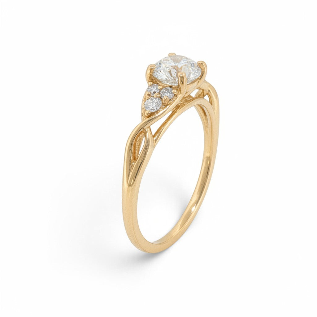 Custom Round Brilliant Diamond Cathedral Engagement Ring-Bijoux Village Fine Jewellers