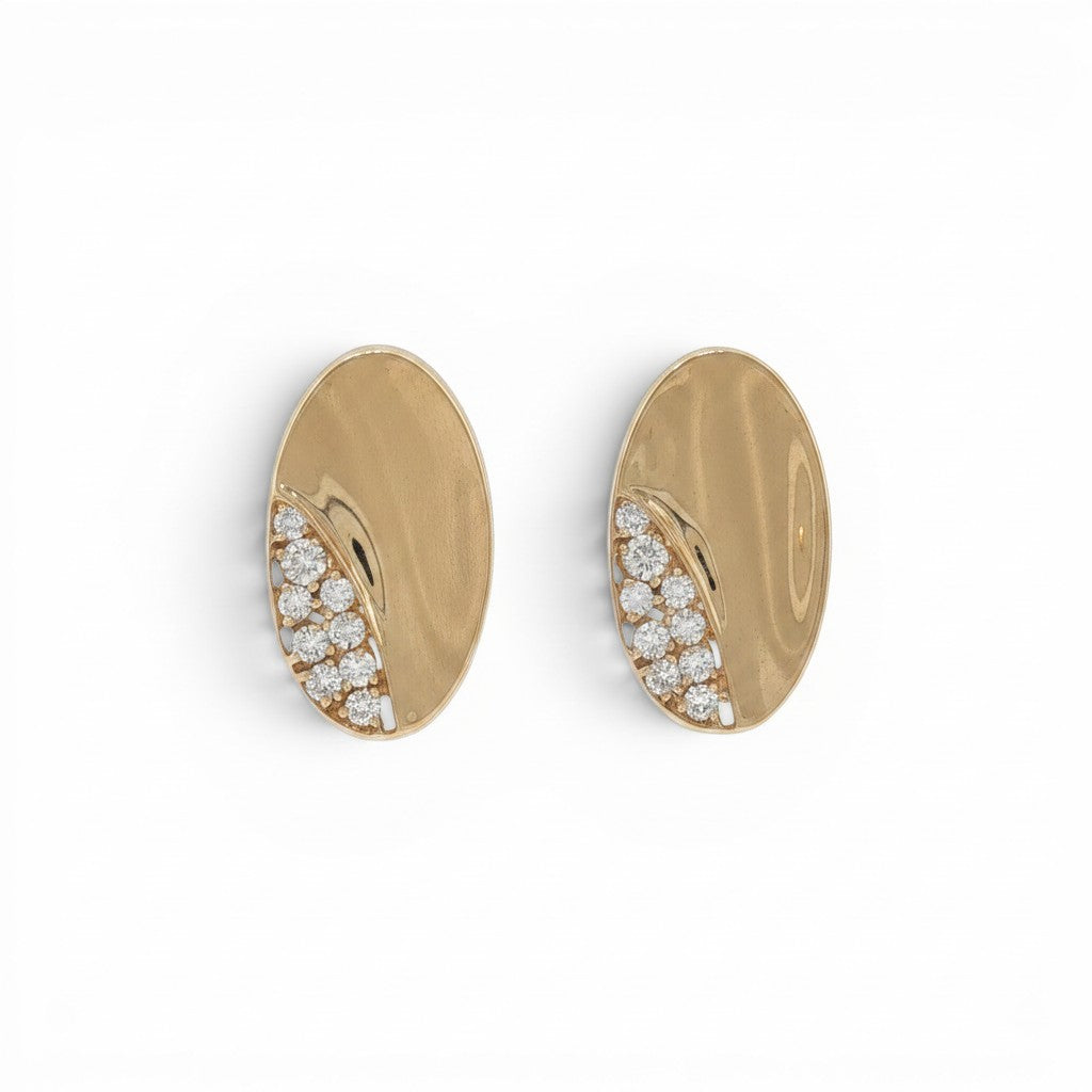 Bijoux Village Fine Jewellers 14K yellow gold shield earrings featuring round brilliant-cut diamonds in a polished finish