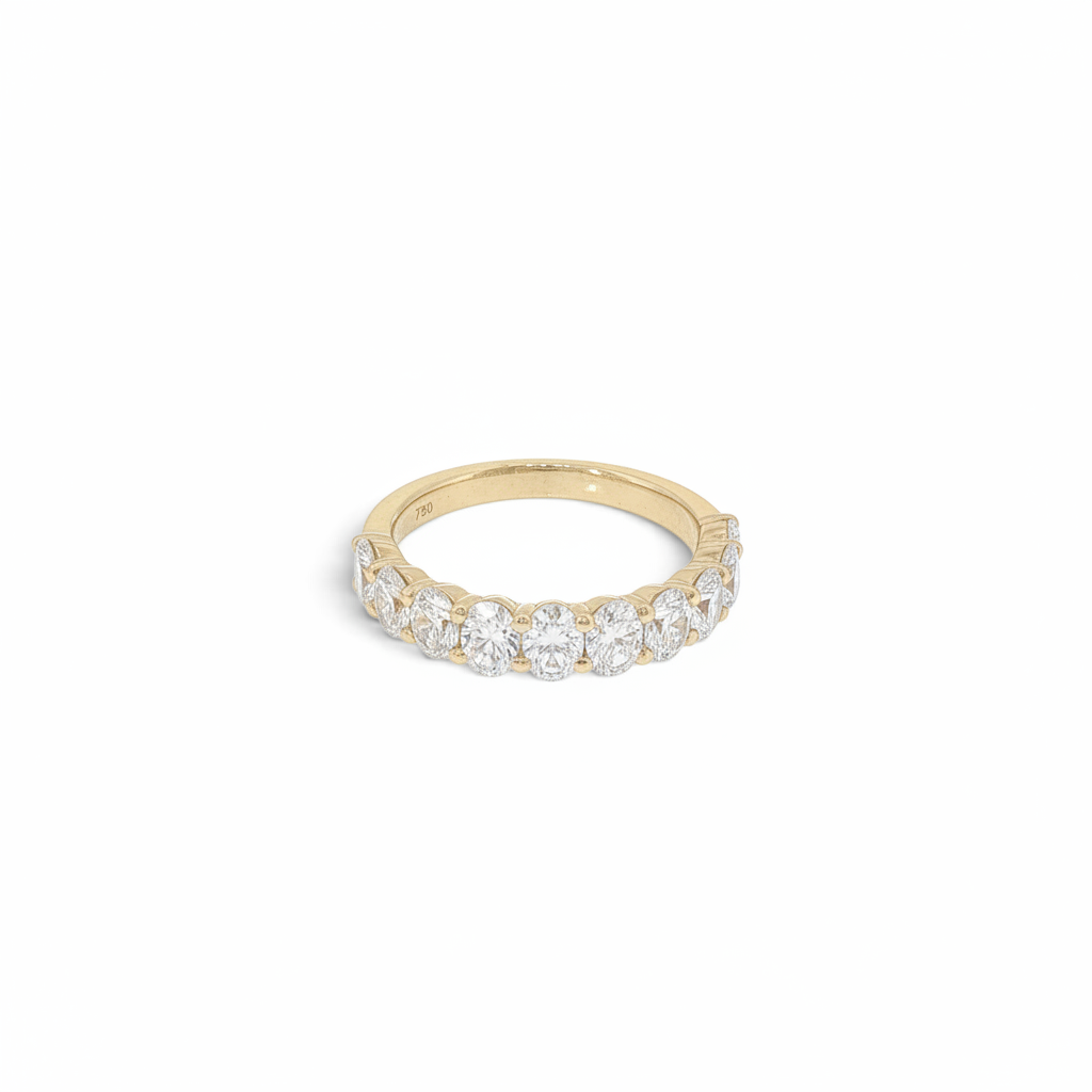 Bijoux Village Fine Jewellers 18K yellow gold band with 10 claw-set oval-cut natural diamonds totaling 1.52 CT