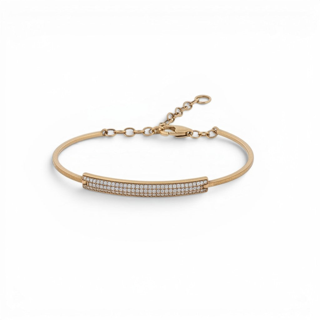 Pavé Diamond Bar Oval Bracelet-14 Karat-Bijoux Village Fine Jewellers