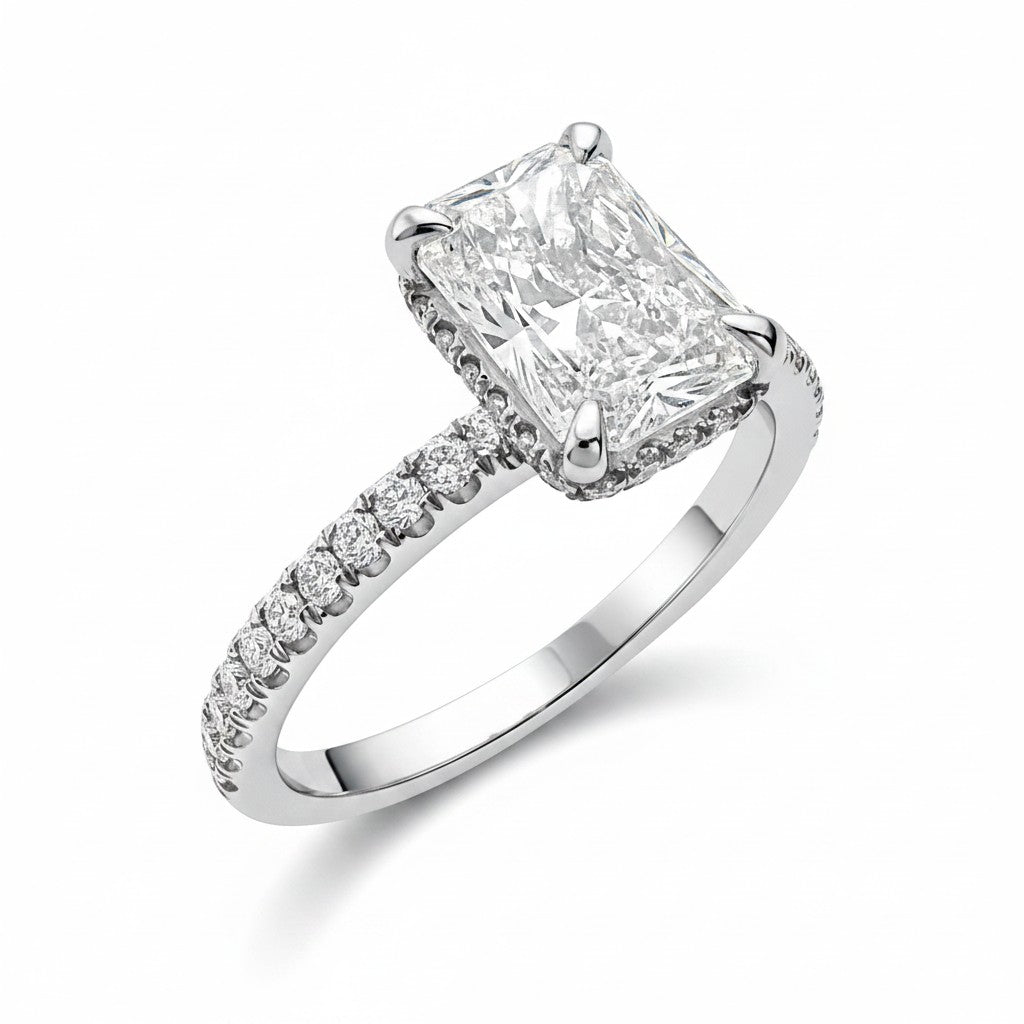 Radiant Cut Hidden Halo Diamond Engagement Ring-Bijoux Village Fine Jewellers