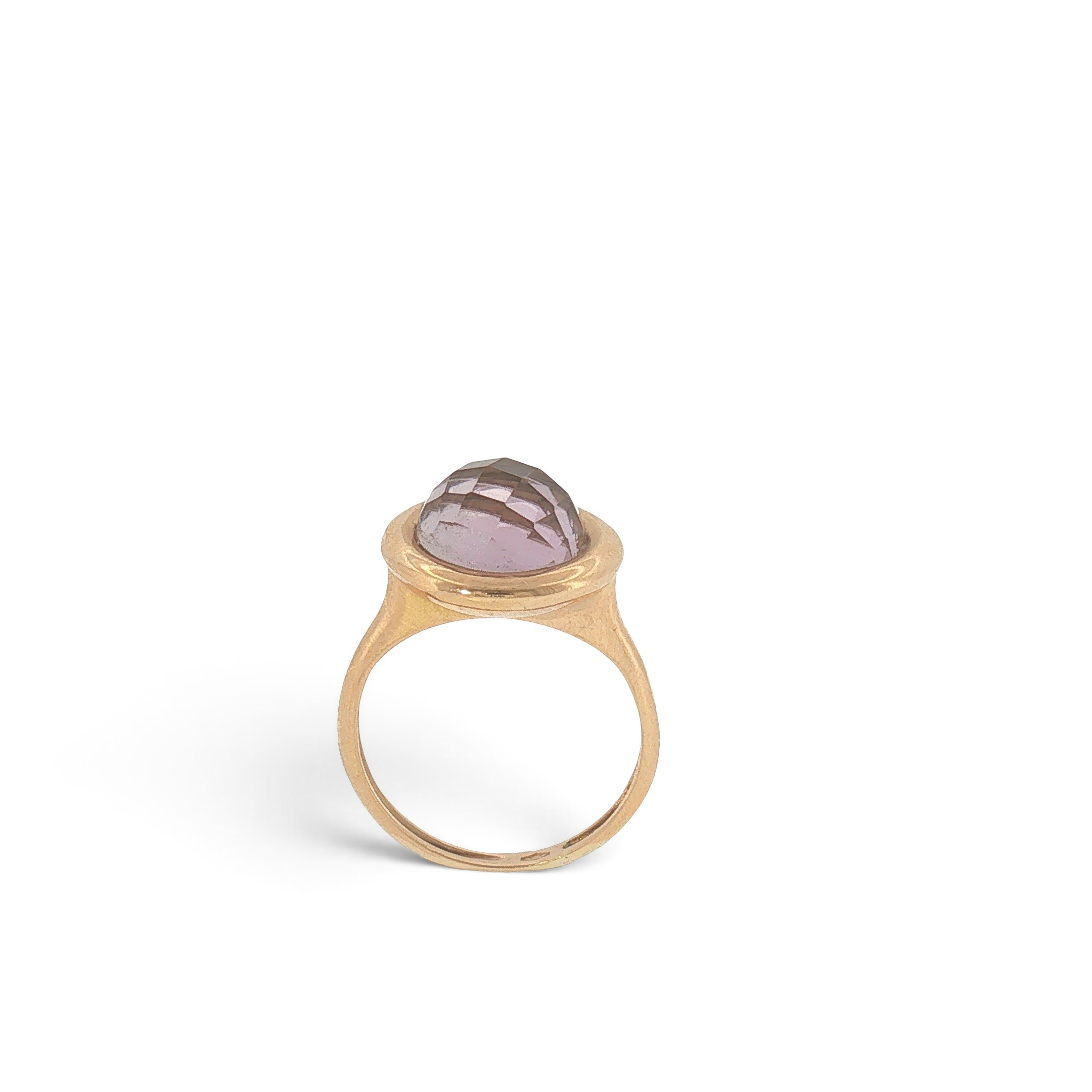 18K Rose Gold Checkerboard-Cut Amethyst Dome Ring-Bijoux Village Fine Jewellers